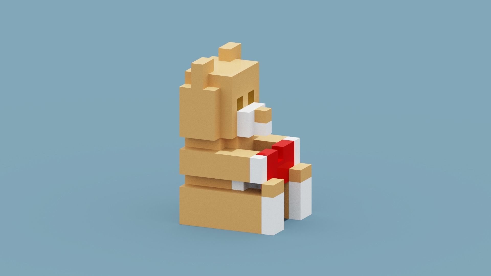 Voxel Bear Love Low-poly 3D model_9