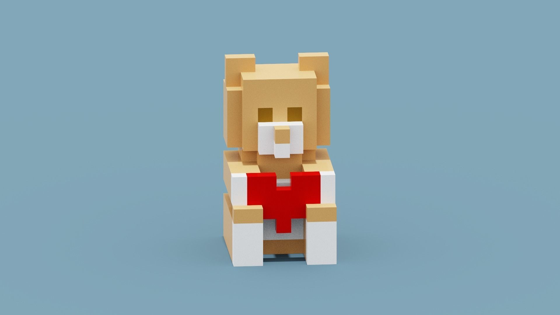 Voxel Bear Love Low-poly 3D model_11
