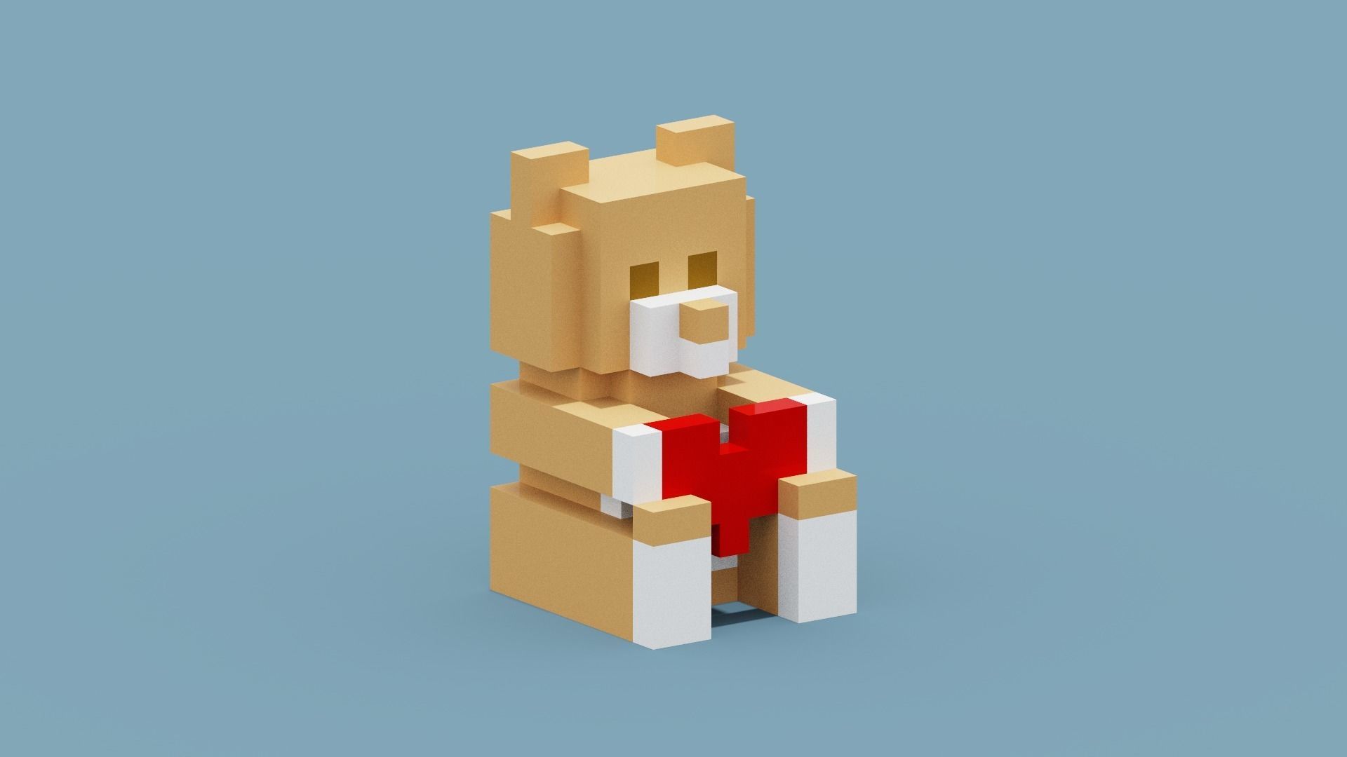 Voxel Bear Love Low-poly 3D model_10