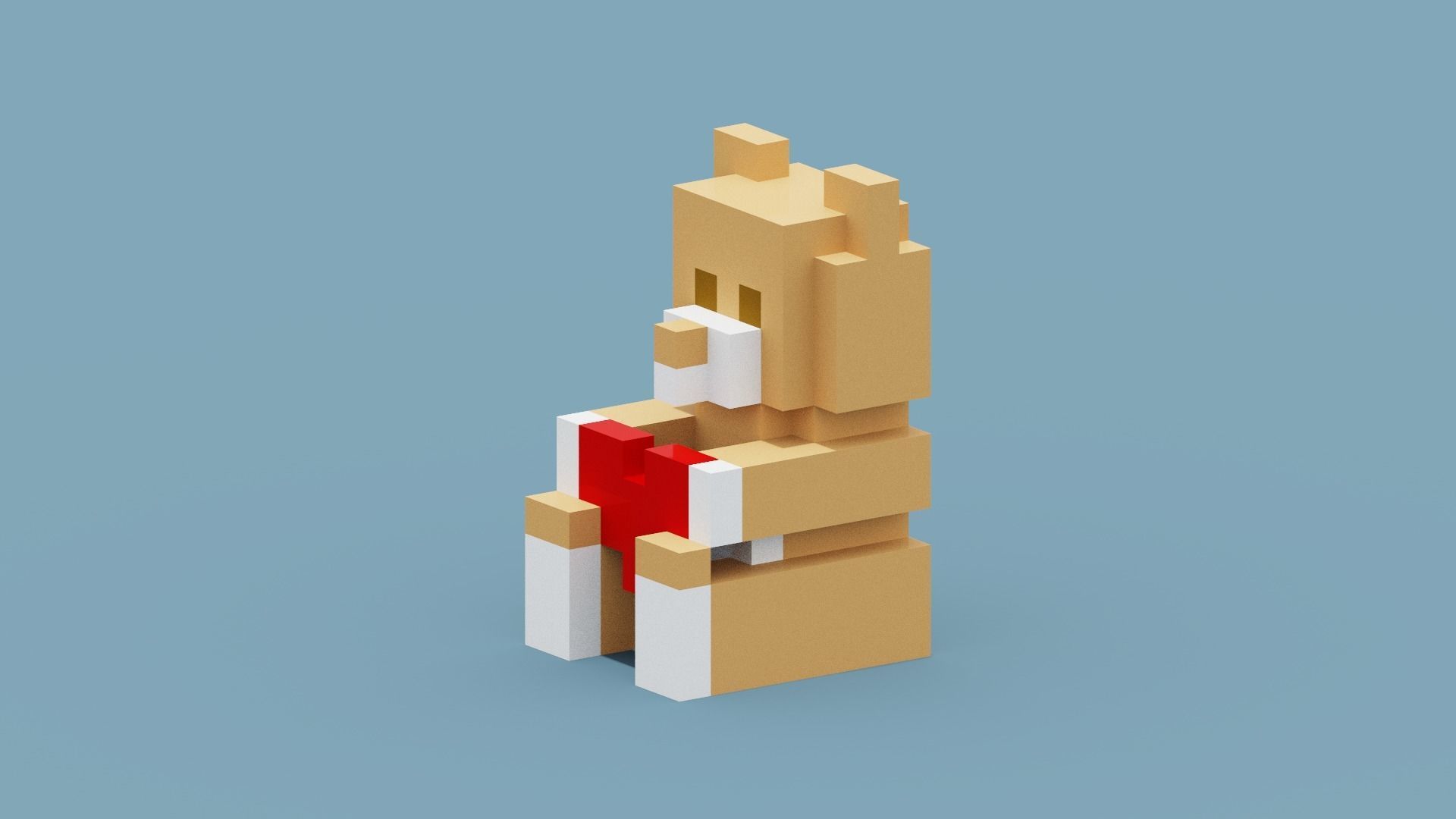 Voxel Bear Love Low-poly 3D model_1
