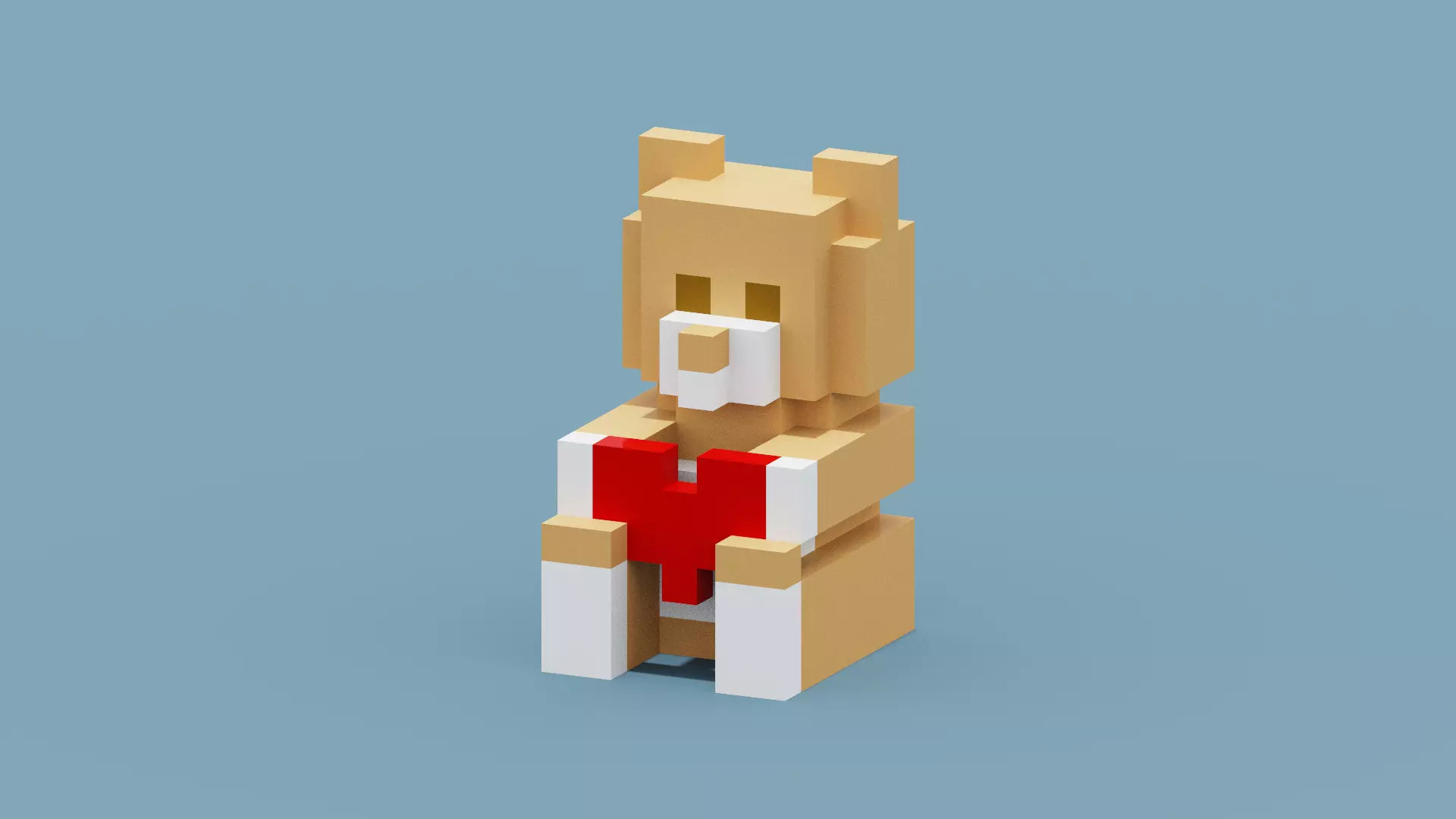 Voxel Bear Love Low-poly 3D model_0