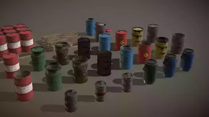 Lowpoly Barrels Asset