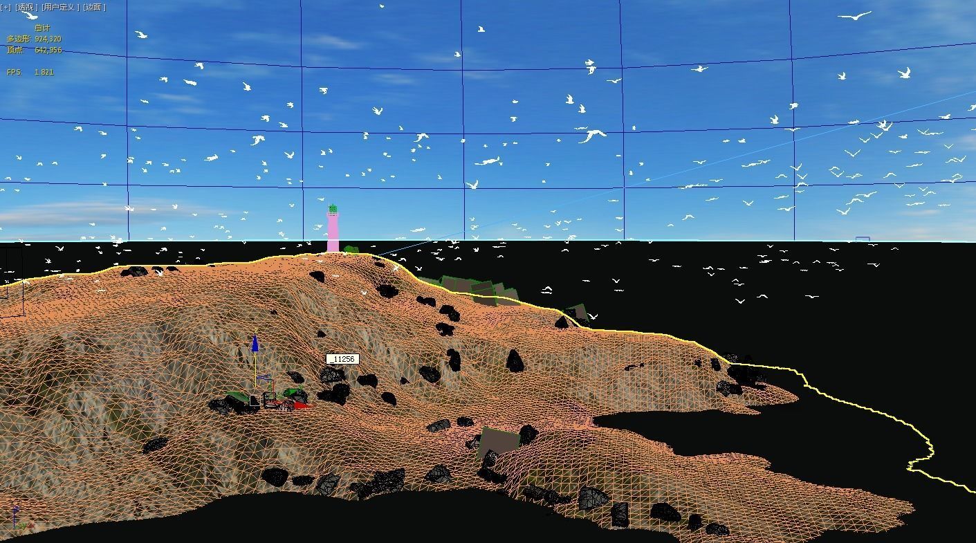 Seagull lighthouse on Sea Island   Seagulls have animation 3D model_3