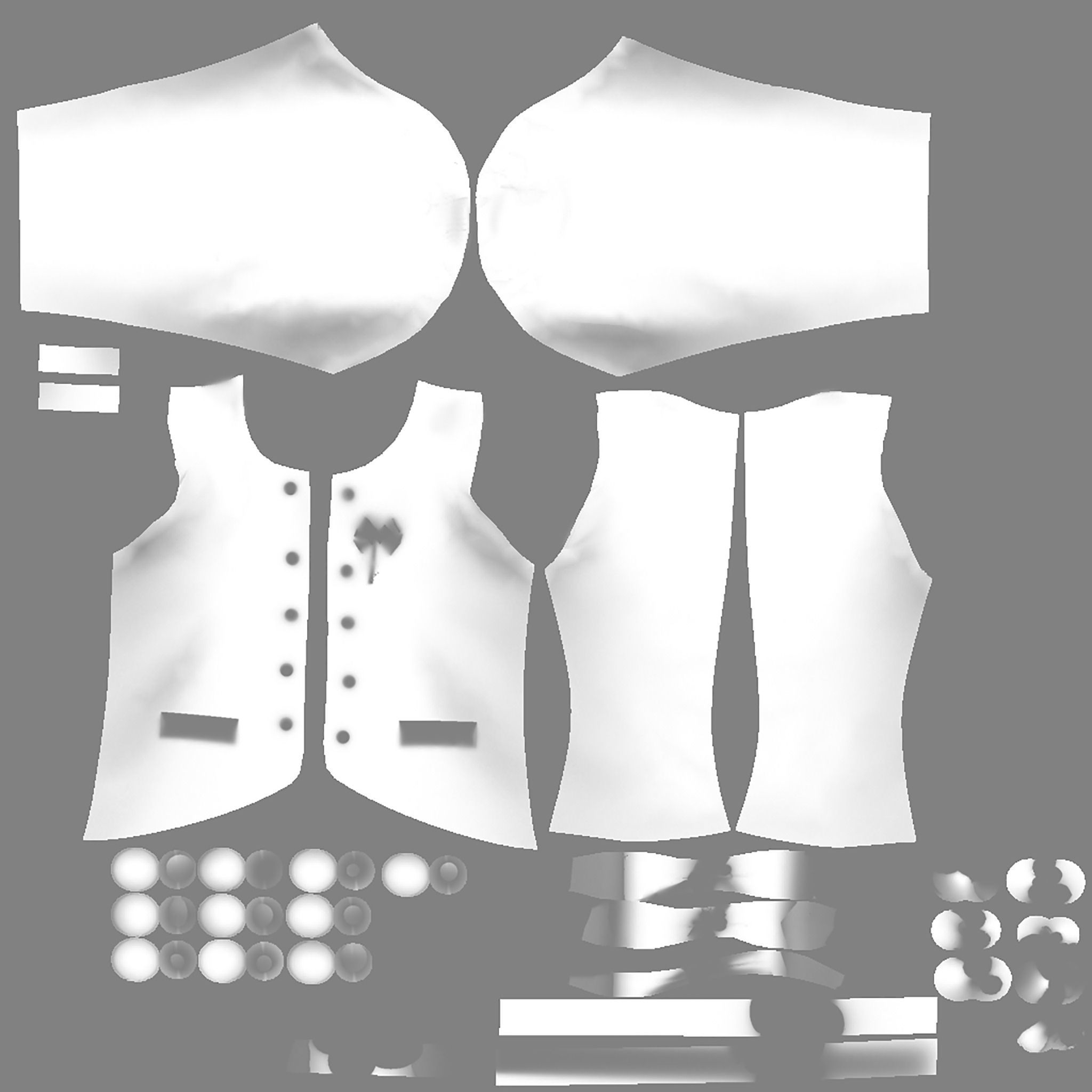 Ladies Slim Blazer Open Front with Brooch Low-poly 3D model_16