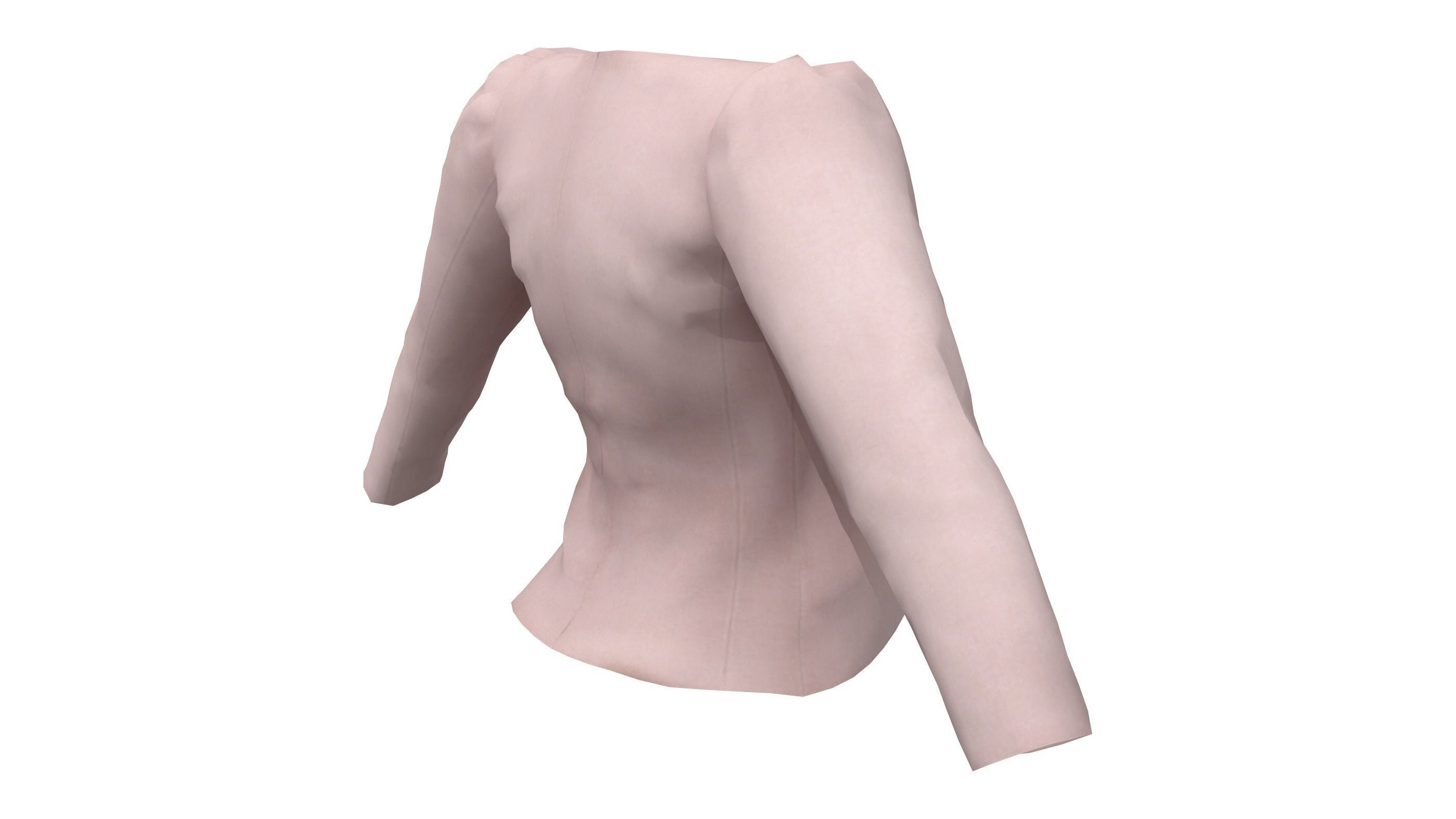 Ladies Slim Blazer Open Front with Brooch Low-poly 3D model_7