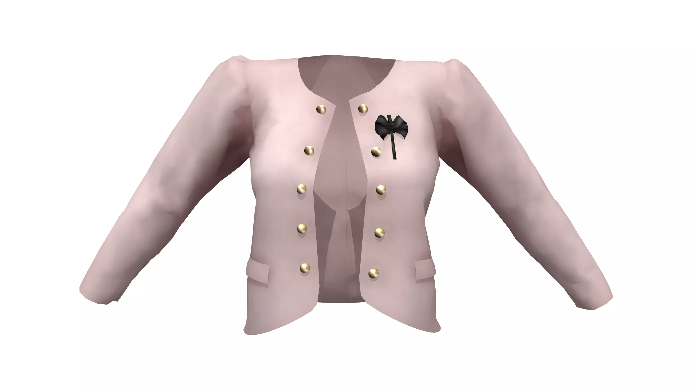 Ladies Slim Blazer Open Front with Brooch Low-poly 3D model_0