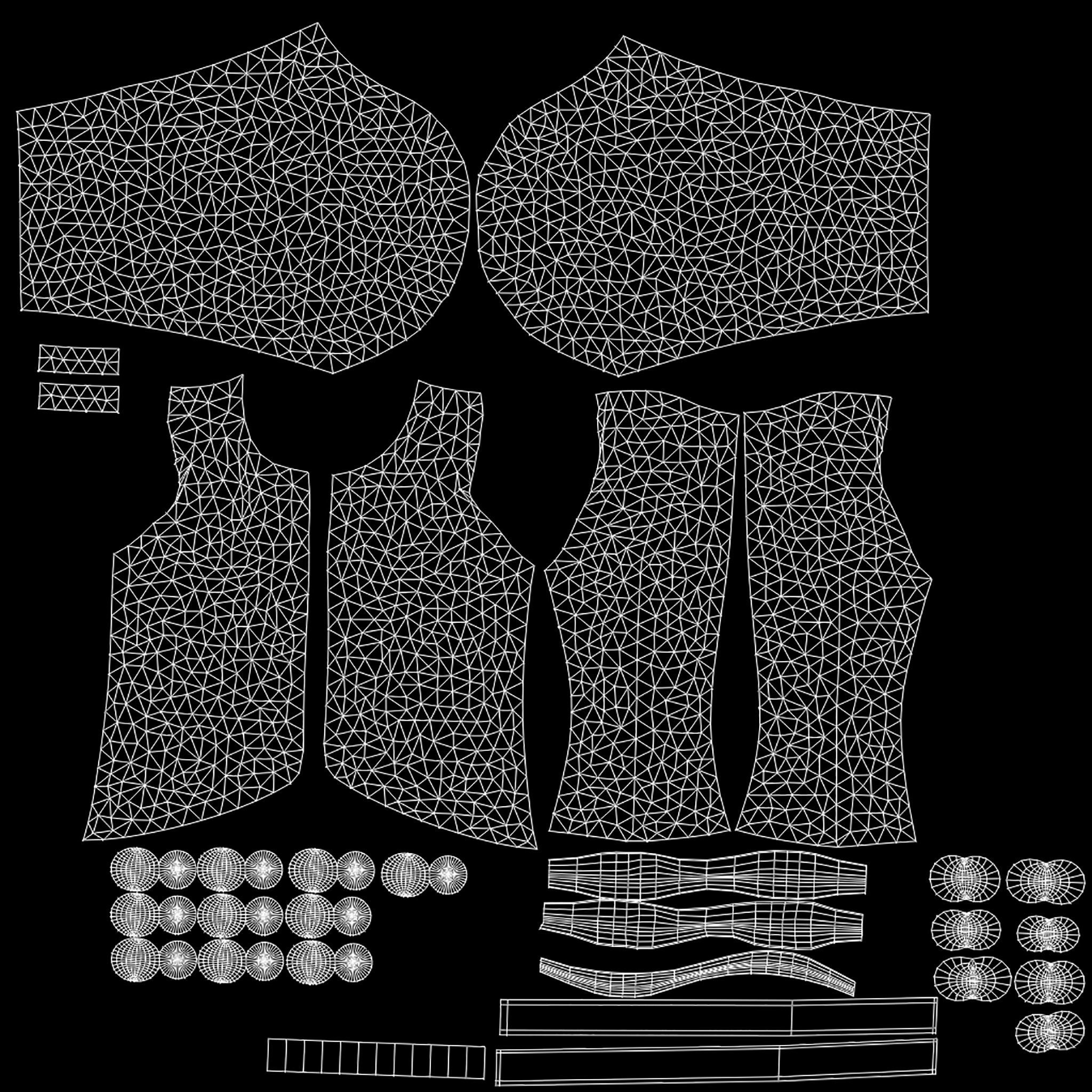 Ladies Slim Blazer Open Front with Brooch Low-poly 3D model_17