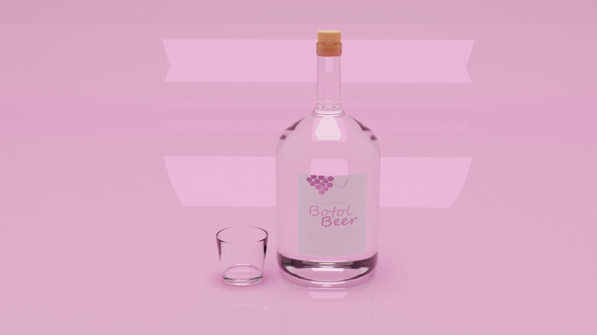 Bottle Low Poly of water Low-poly 3D model_1