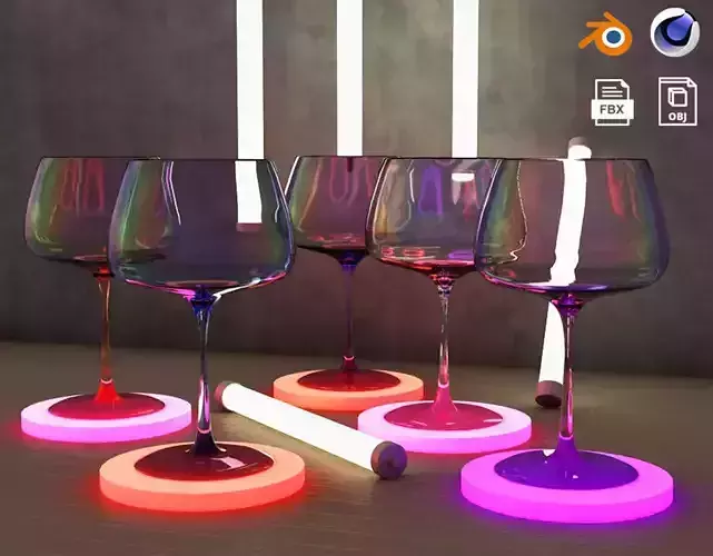 Wine Glassware Drink Set Cocktail 3D glass Montrachet  3D model