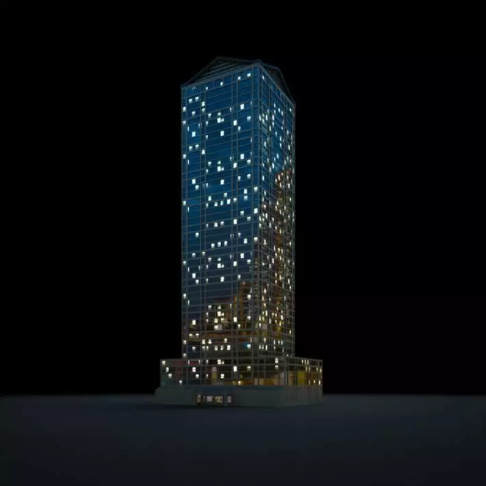 Night Time City Skyscraper 3D model_0