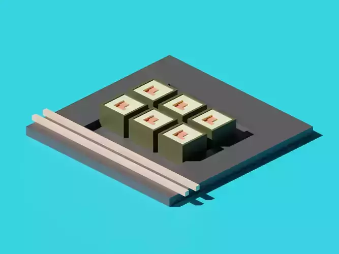 Sushi Low Poly 3D Illustration 