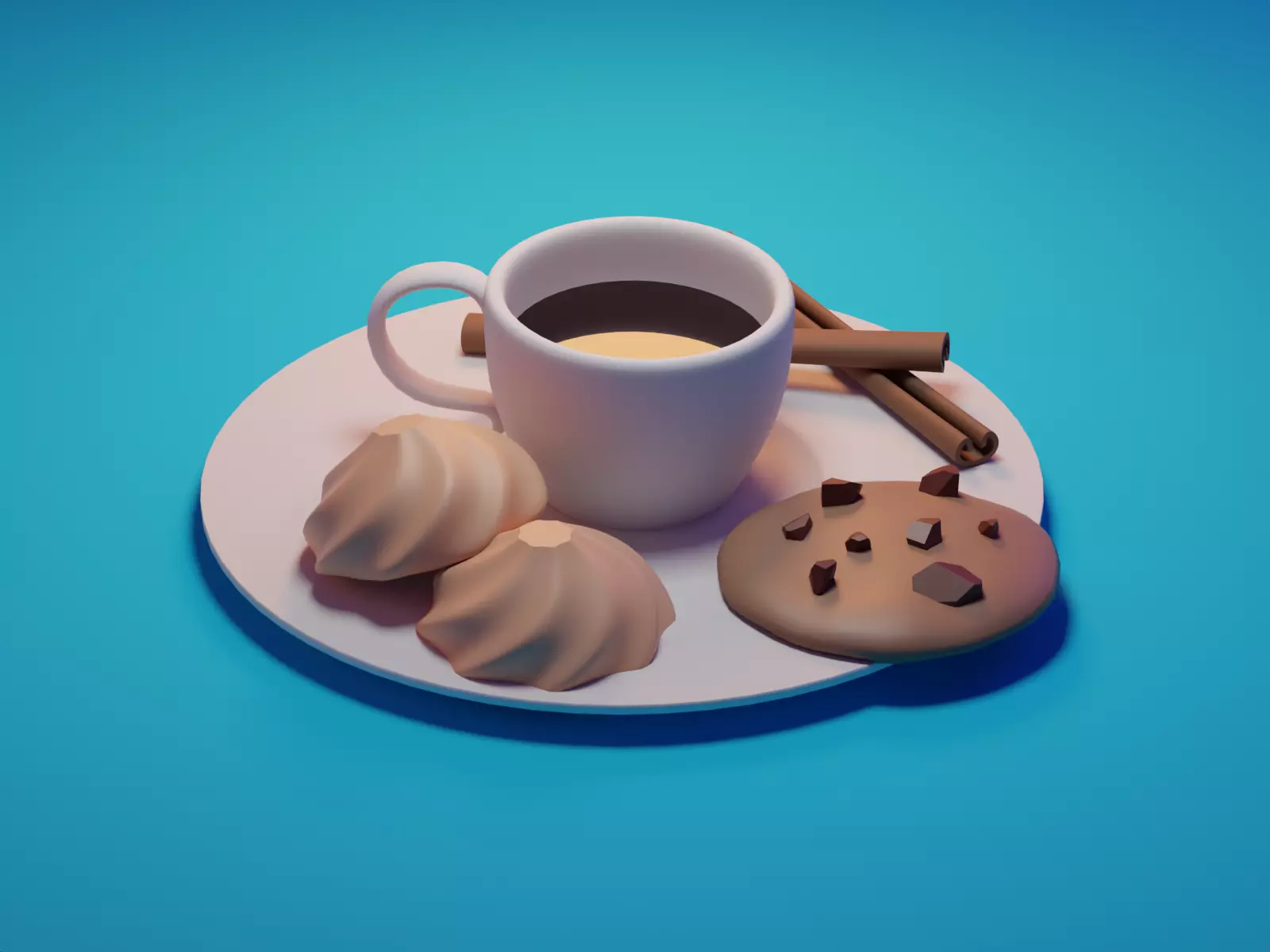 Cookies and Coffee Free low-poly 3D model