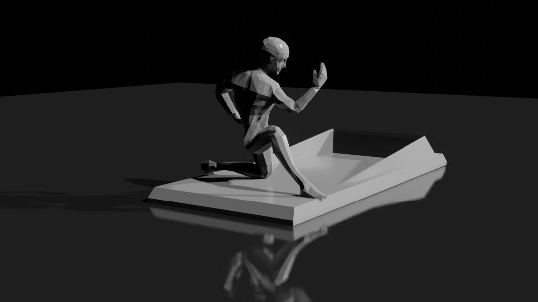 Low poly man pen holder Low-poly 3D model_2