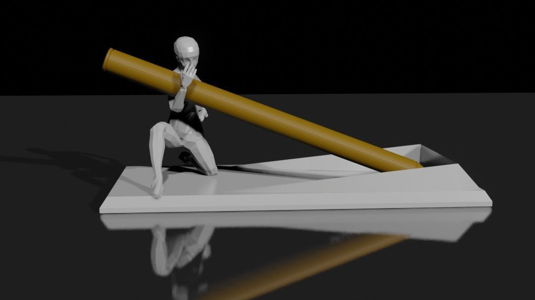 Low poly man pen holder Low-poly 3D model_6