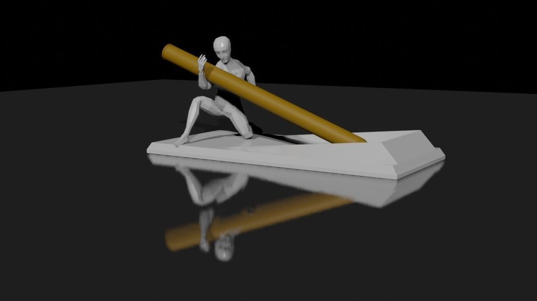 Low poly man pen holder Low-poly 3D model_7