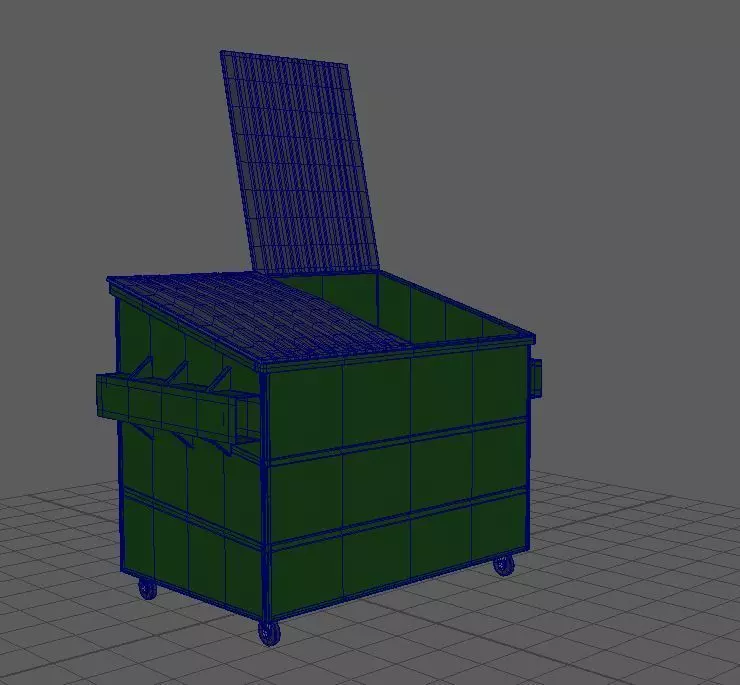 Dumpster cart with top 3D model