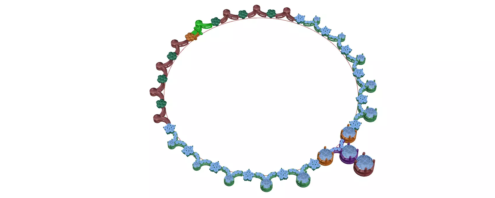 necklaces circle of colorful beads 3D print model_0