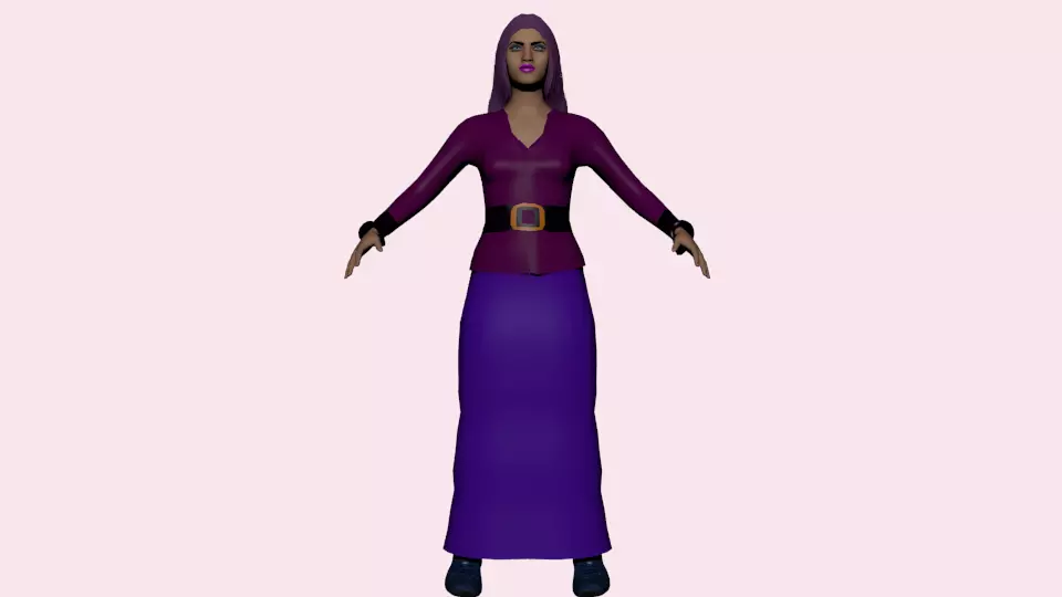 PINK GIRL IN LONG SKIRT Free 3D model