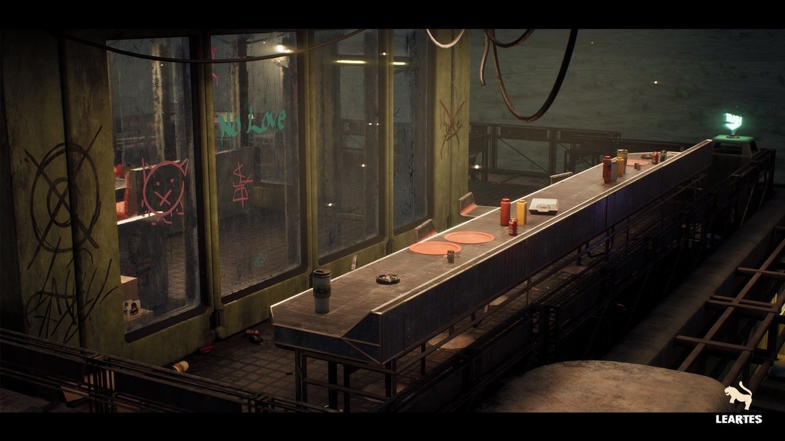 Nova Space Burgers Cyberpunk Abandoned Restaurant Bar Low-poly 3D model_18