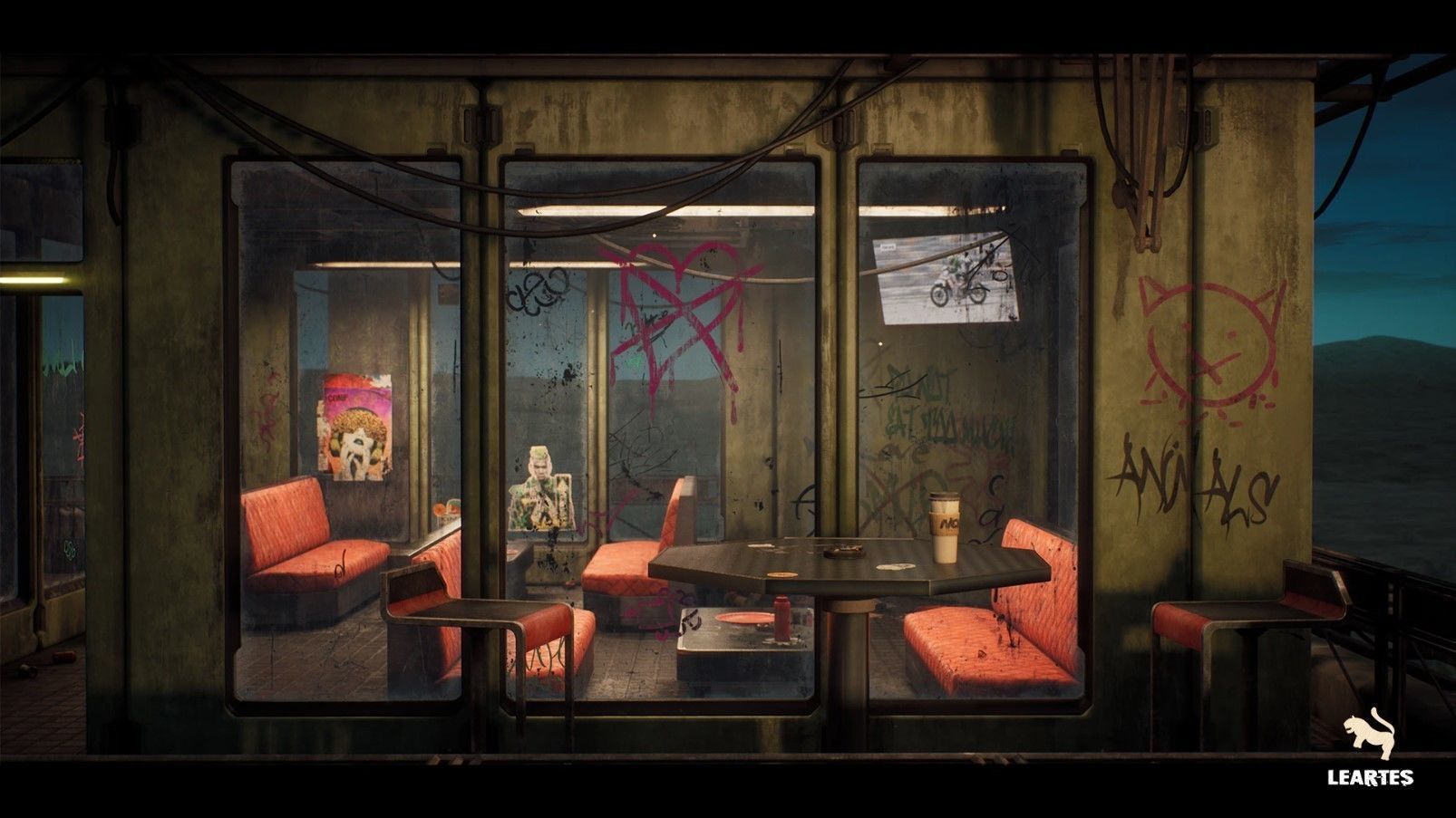 Nova Space Burgers Cyberpunk Abandoned Restaurant Bar Low-poly 3D model_15