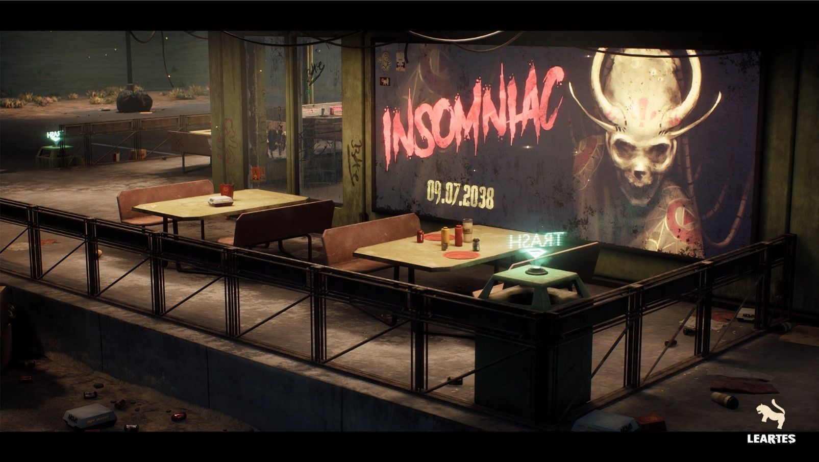 Nova Space Burgers Cyberpunk Abandoned Restaurant Bar Low-poly 3D model_9