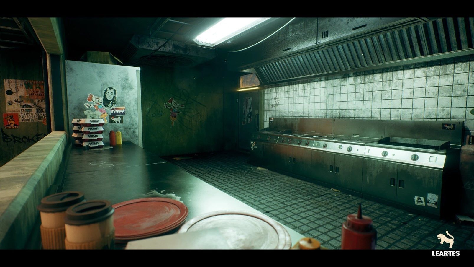 Nova Space Burgers Cyberpunk Abandoned Restaurant Bar Low-poly 3D model_13