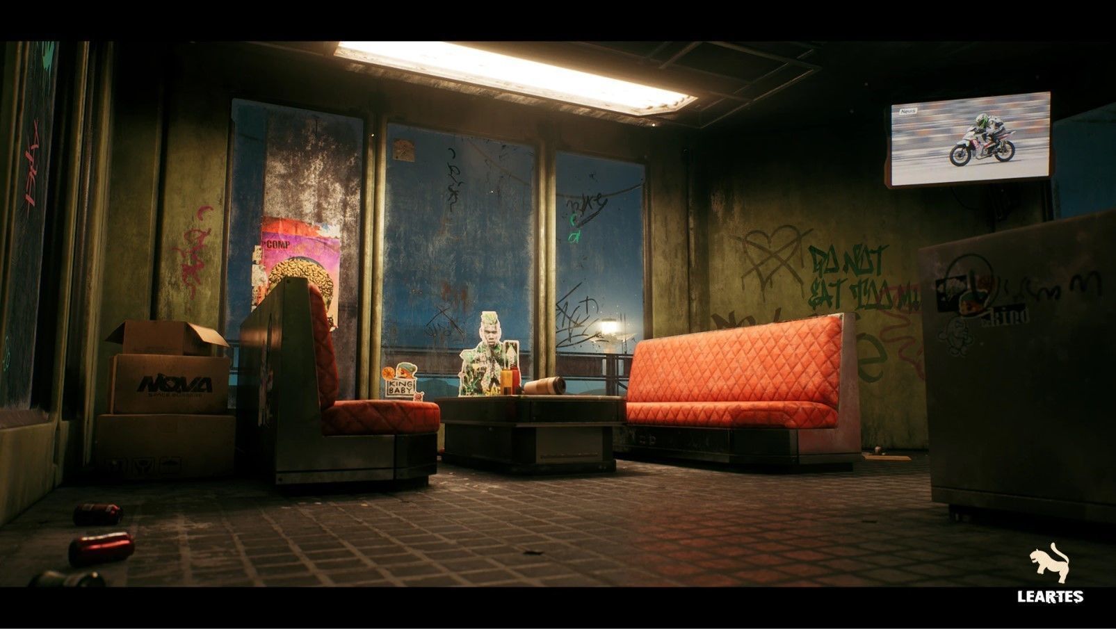 Nova Space Burgers Cyberpunk Abandoned Restaurant Bar Low-poly 3D model_16