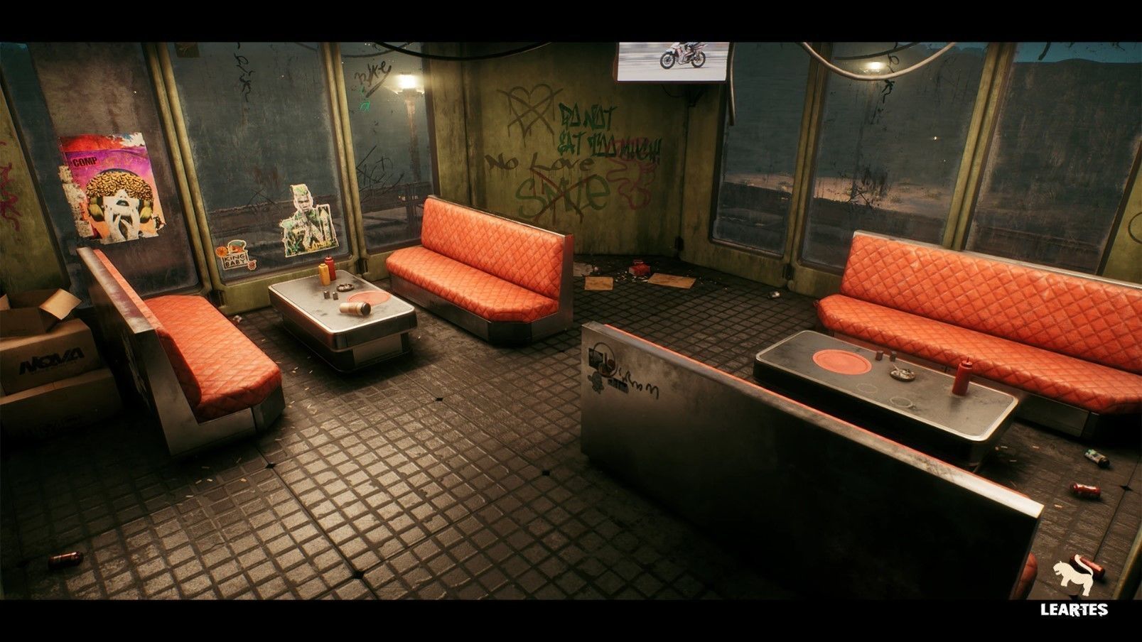 Nova Space Burgers Cyberpunk Abandoned Restaurant Bar Low-poly 3D model_17