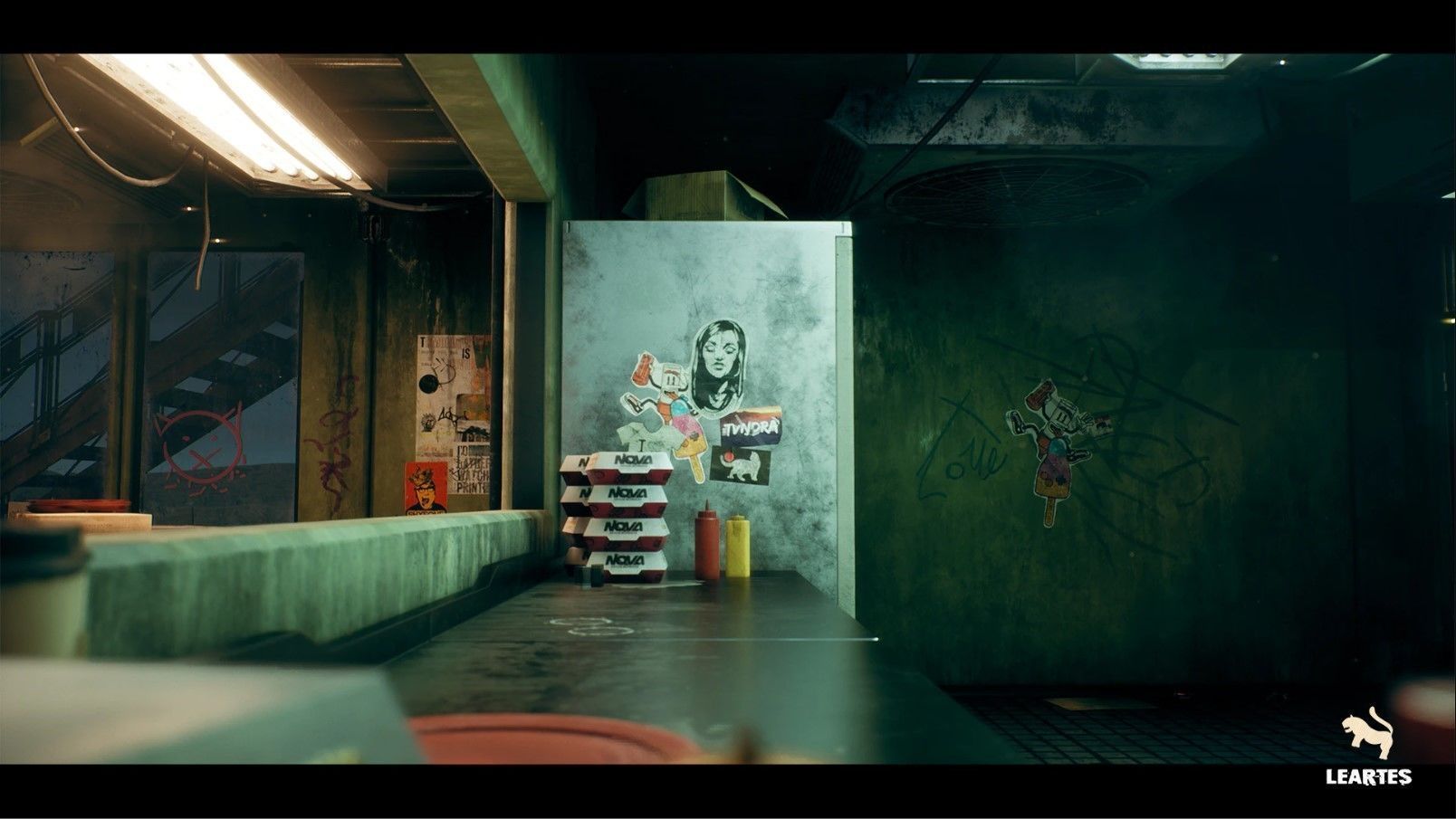 Nova Space Burgers Cyberpunk Abandoned Restaurant Bar Low-poly 3D model_14