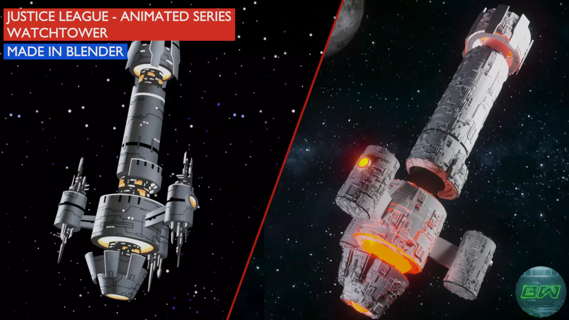 Justice League Watchtower Made in Blender 3D model_0