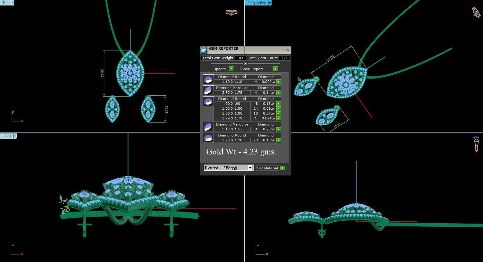 Pendant Earrings Combo 3D print model_1