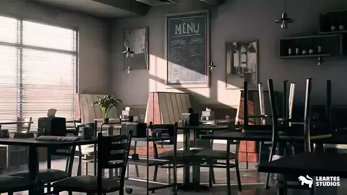 Coffee Shop Environment Free low-poly 3D model