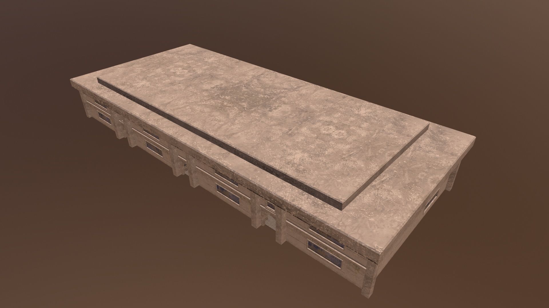 Abandoned Neglected Building Low-poly 3D model_2