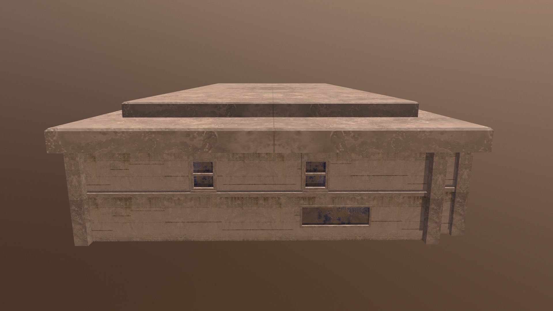 Abandoned Neglected Building Low-poly 3D model_3