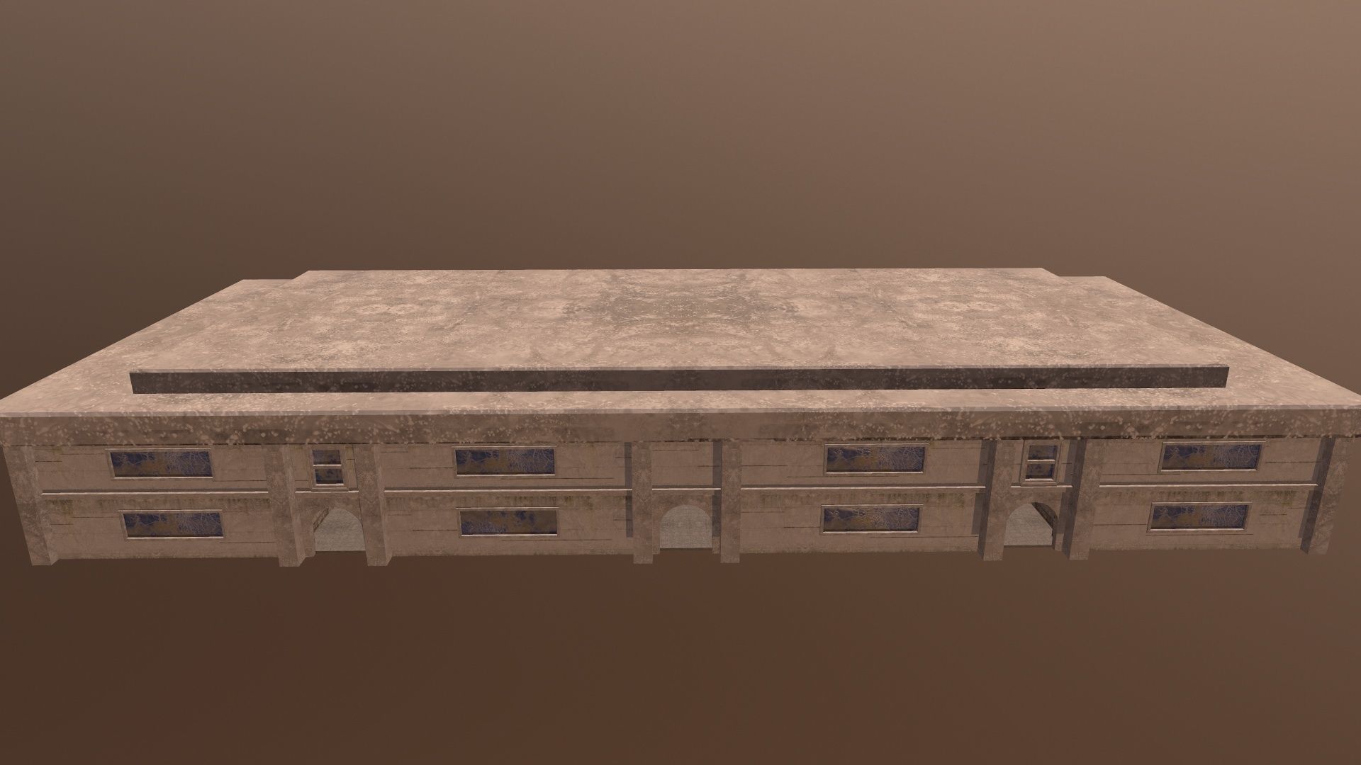 Abandoned Neglected Building Low-poly 3D model_1