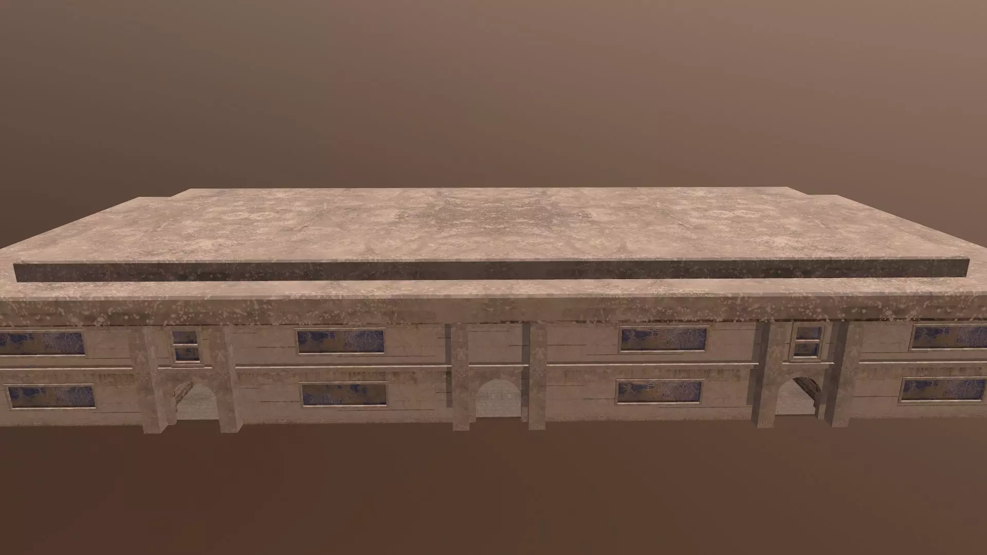 Abandoned Neglected Building Low-poly 3D model_0