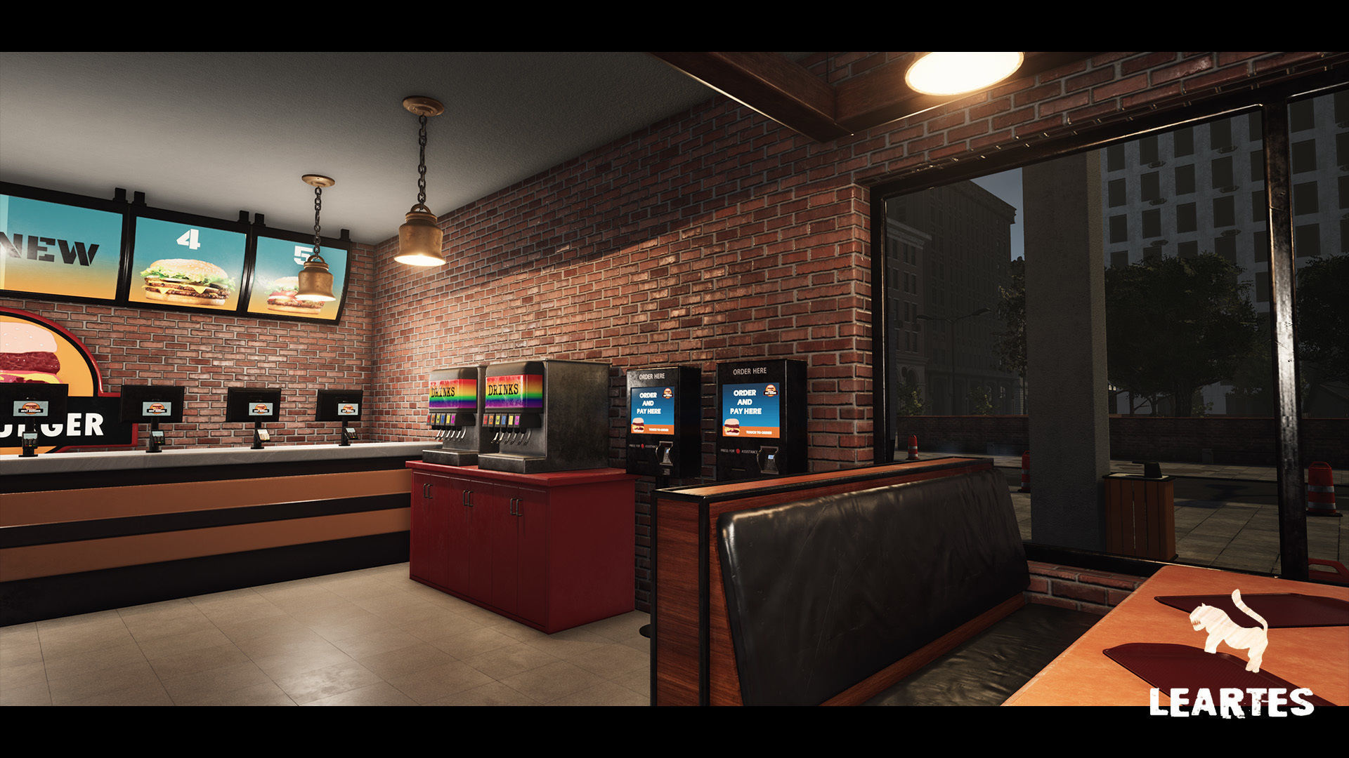 Burger Restaurant Cafe Building Interior Modular Low-poly 3D model_3