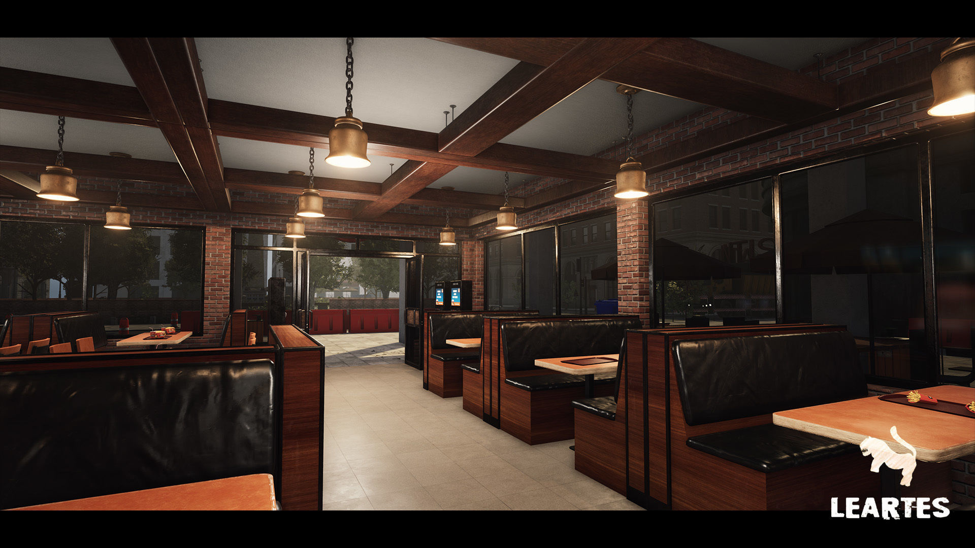 Burger Restaurant Cafe Building Interior Modular Low-poly 3D model_8