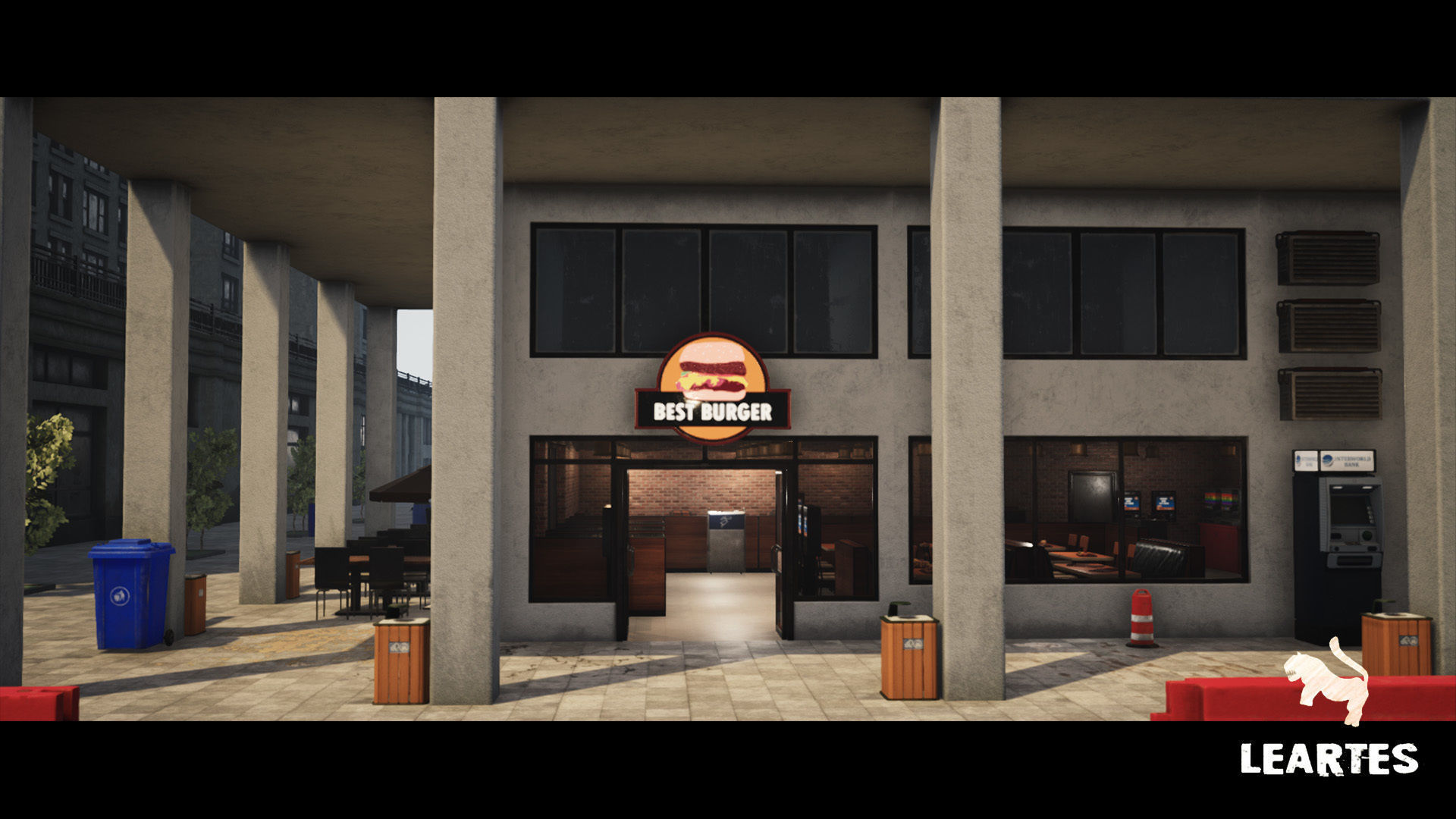 Burger Restaurant Cafe Building Interior Modular Low-poly 3D model_11