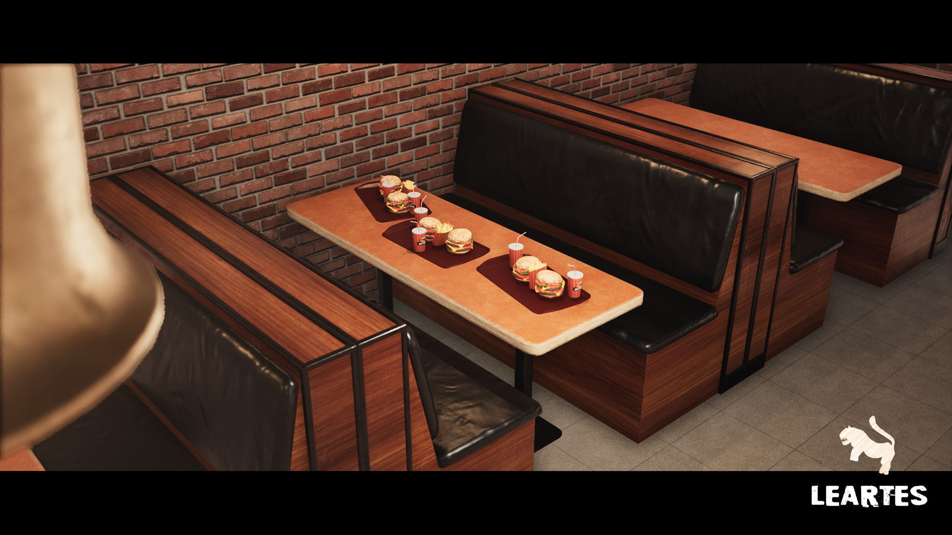Burger Restaurant Cafe Building Interior Modular Low-poly 3D model_1