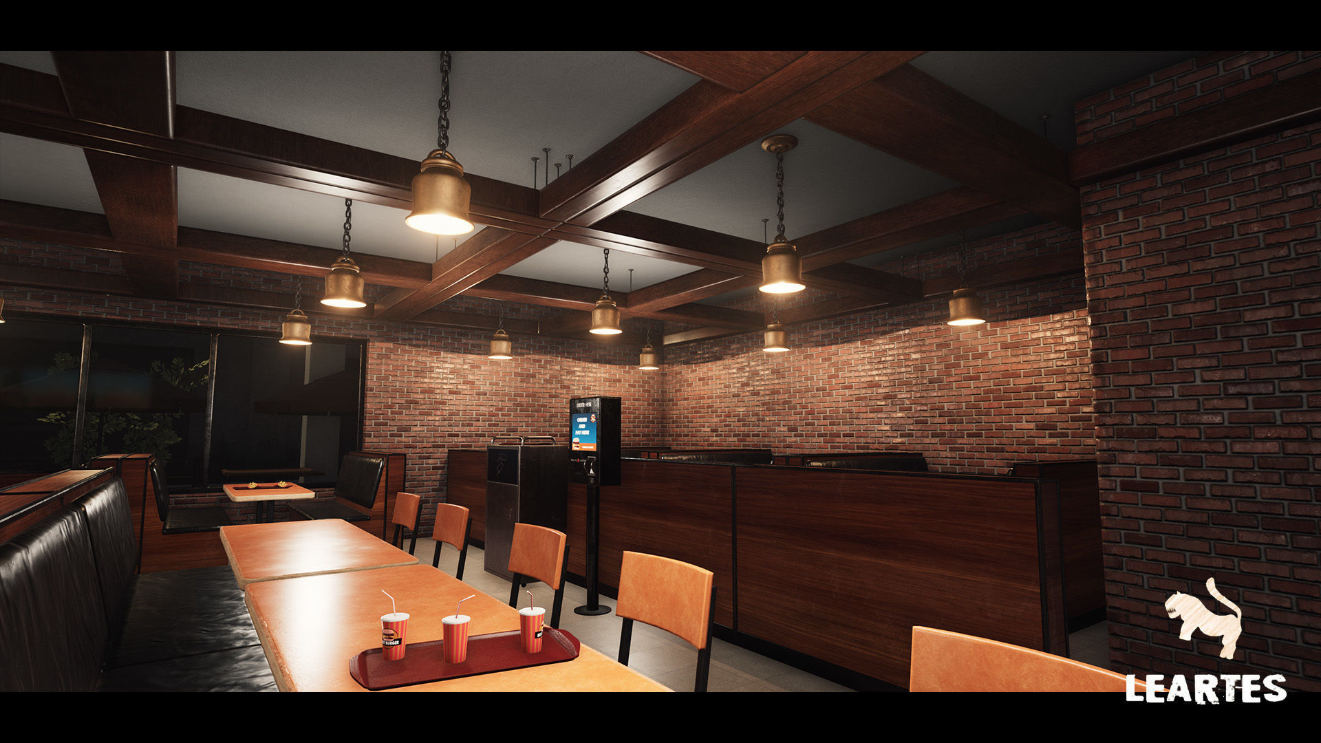 Burger Restaurant Cafe Building Interior Modular Low-poly 3D model_6