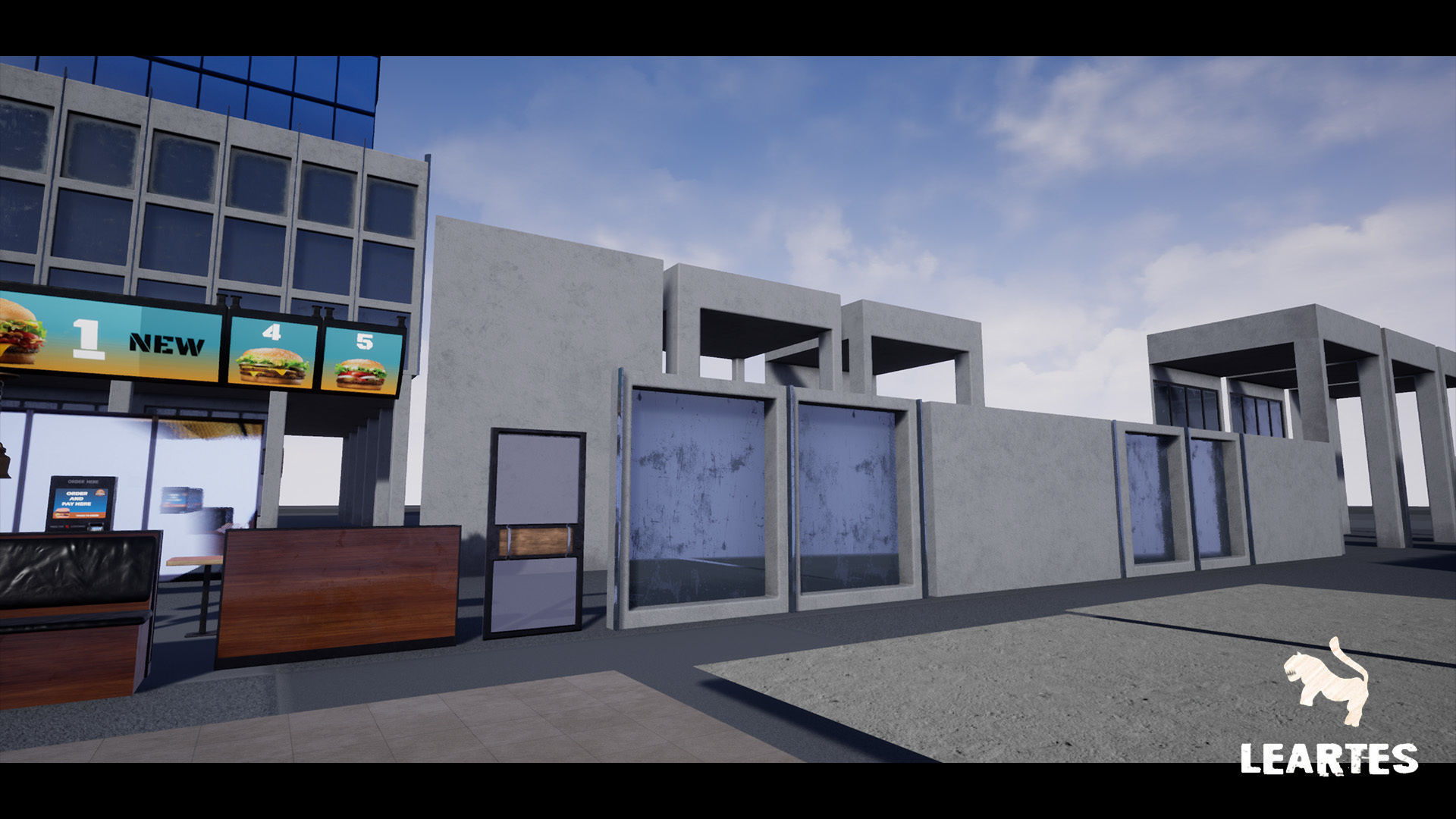 Burger Restaurant Cafe Building Interior Modular Low-poly 3D model_14