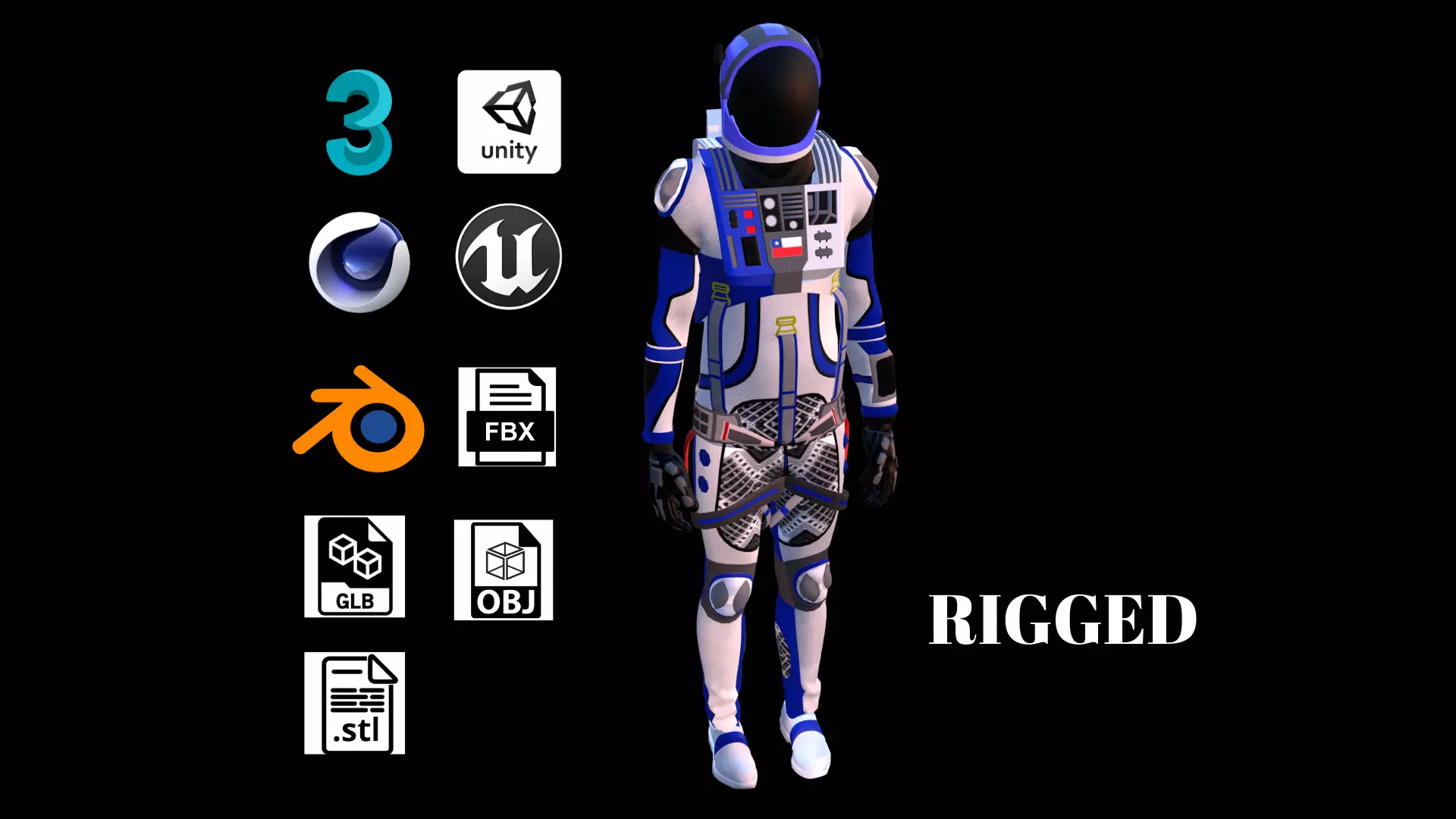 Astronaut Spacesuit Chile 3D model