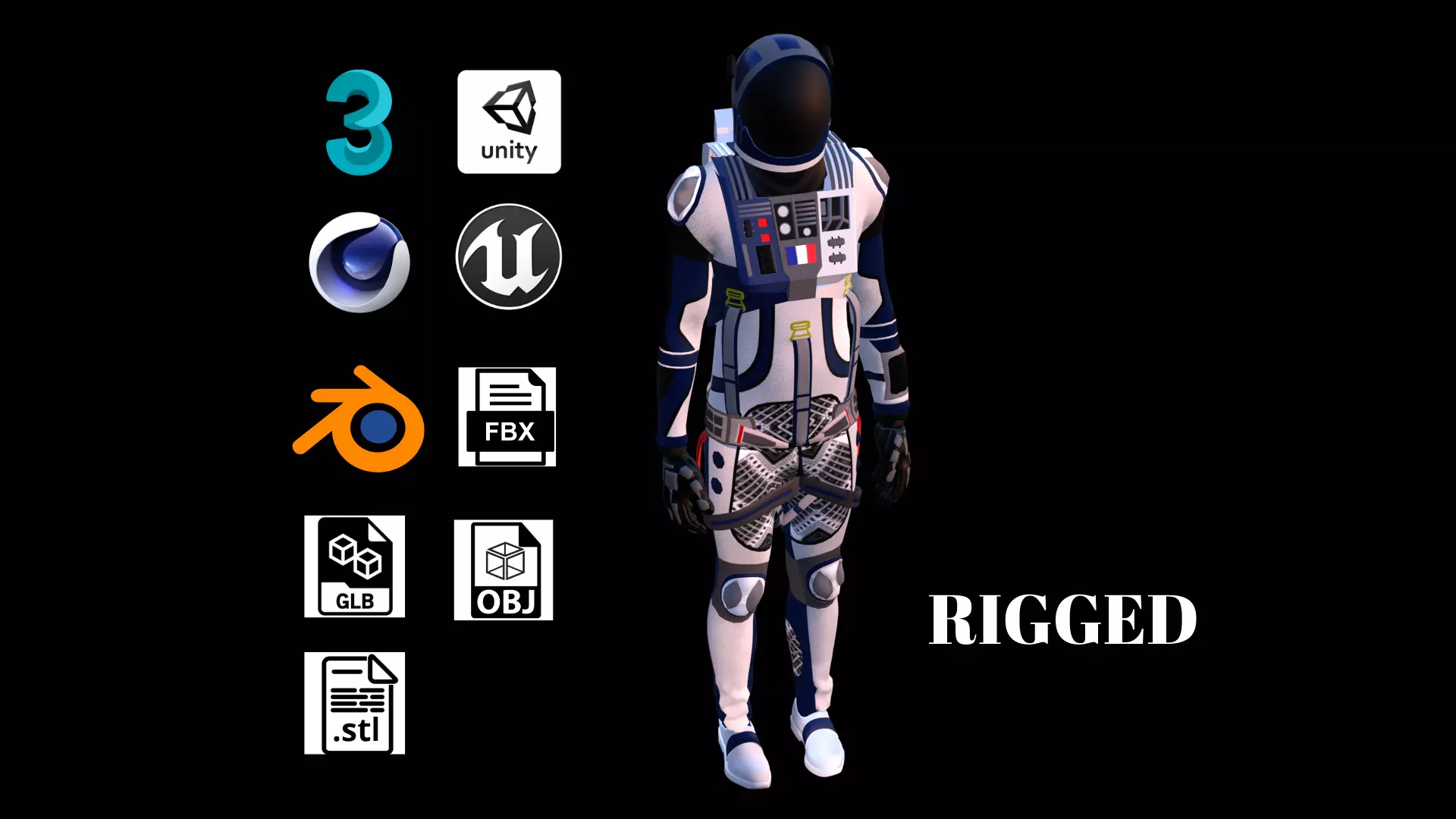 Astronaut Spacesuit France 3D model