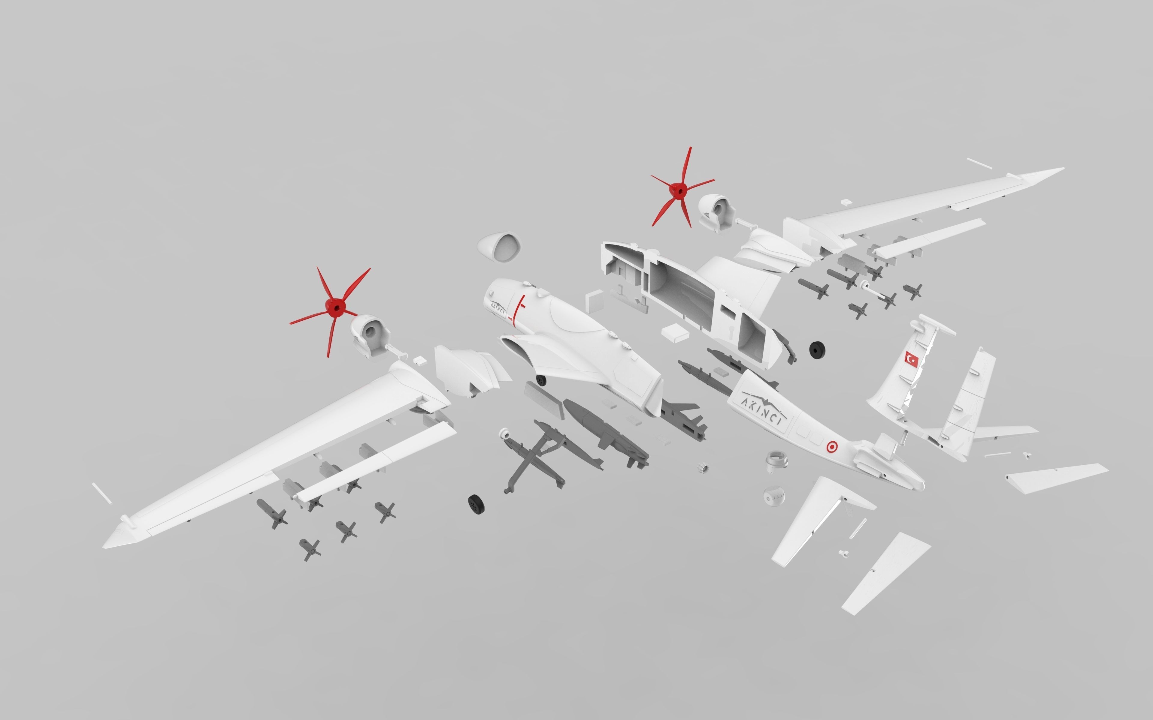 Baykar Bayraktar Akinci 3D print model 3D print model_11