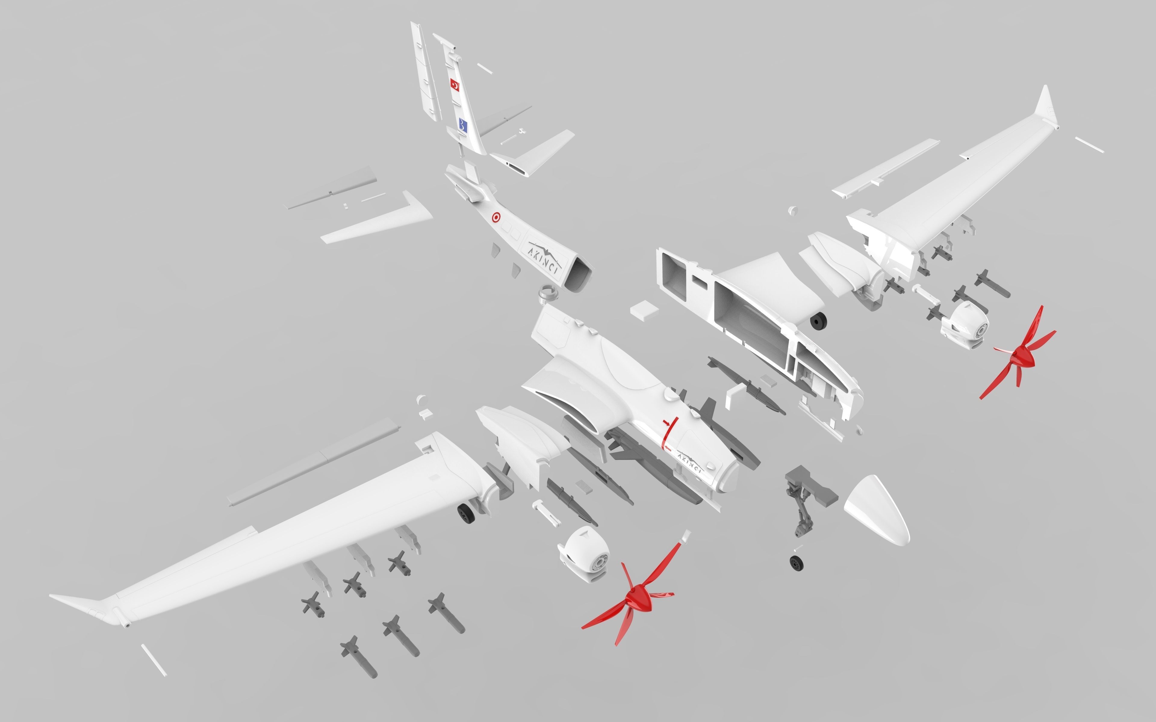 Baykar Bayraktar Akinci 3D print model 3D print model_3