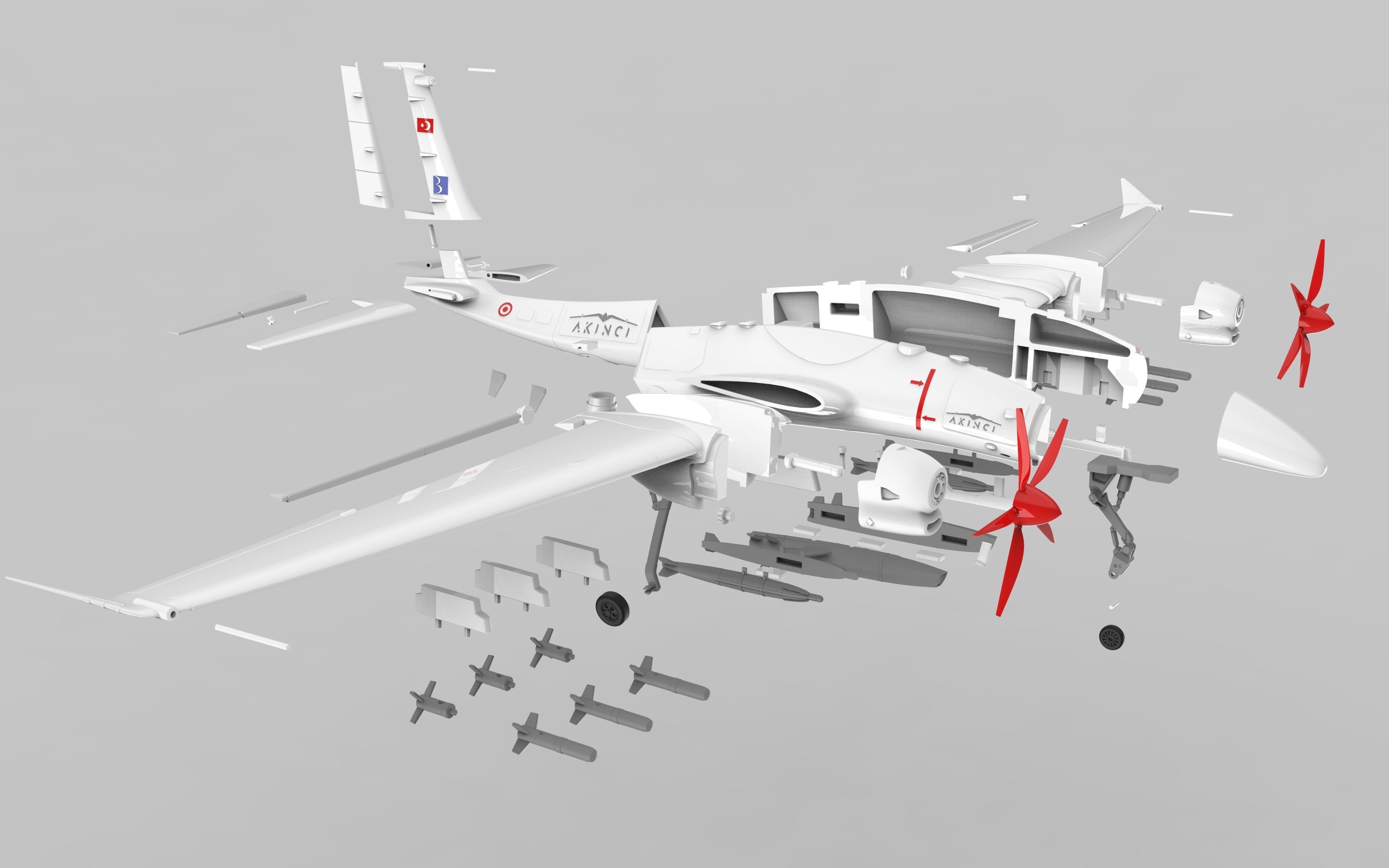 Baykar Bayraktar Akinci 3D print model 3D print model_10