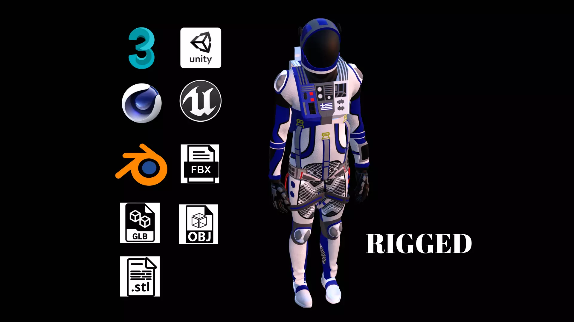 Astronaut Spacesuit Greece 3D model