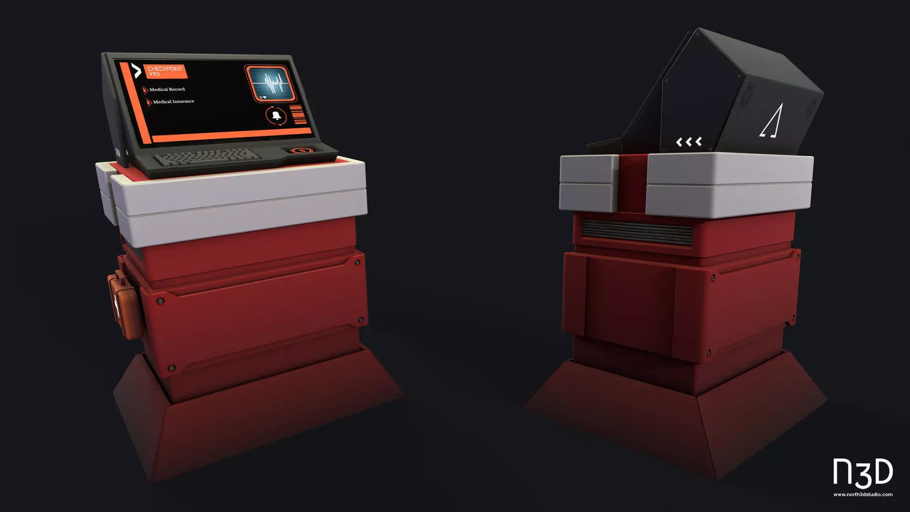 Stylized Sci-fi Medical Information Desk Low-poly 3D model