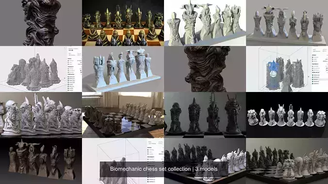 Biomechanic chess set collection 